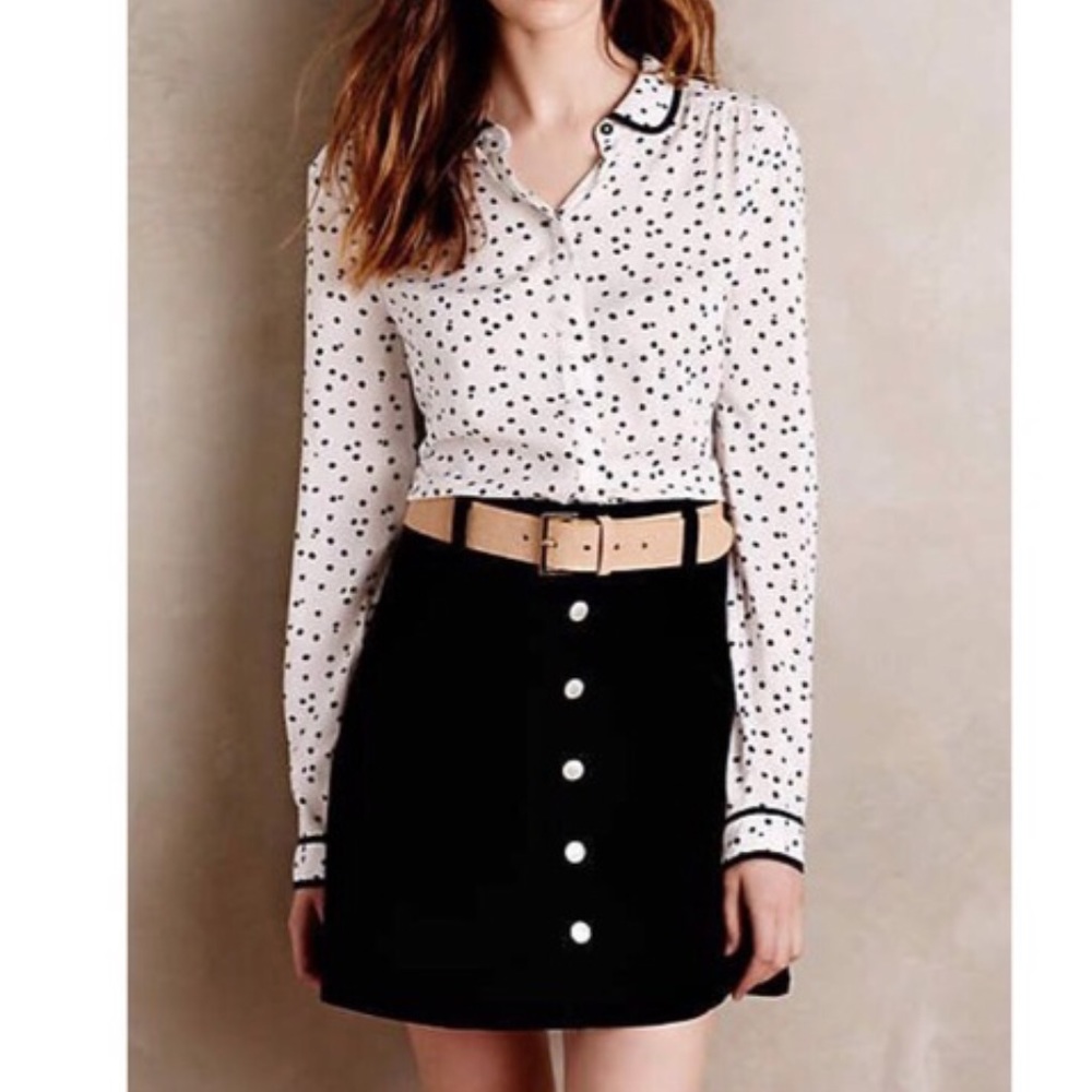 Anthropologie Maeve polka dot button down